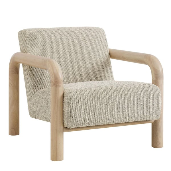 MODWAY Sereno Modern Boucle Fabric Accent Chair in Marble Oak with