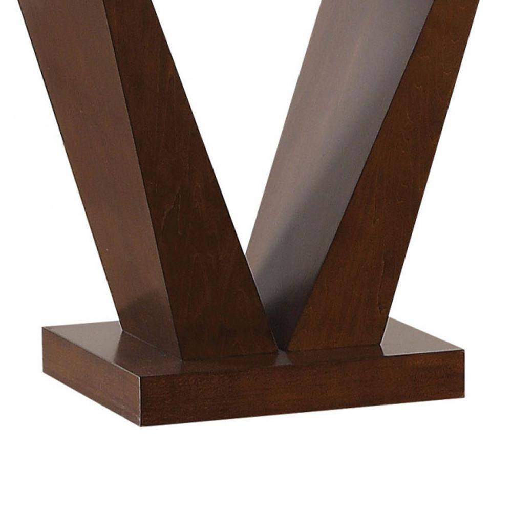 22" V-Base White Marble & Walnut Square End Table