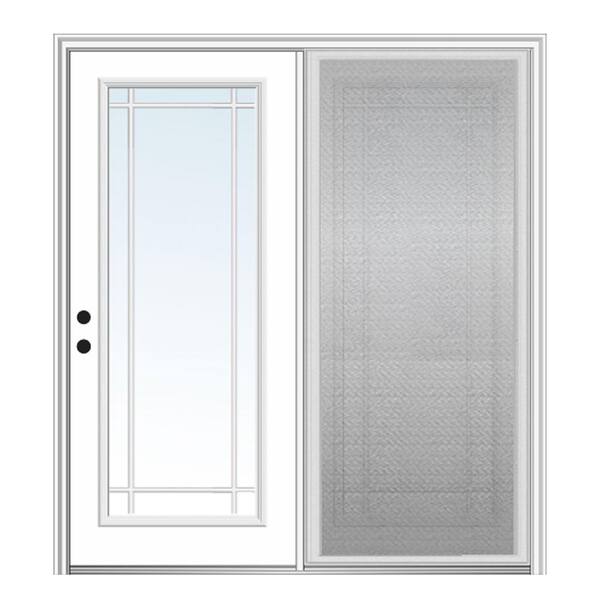MMI Door 67 in. x 81.75 in. Fiberglass Prehung Right Hand Grilles Between Clear Glass Full Lite Hinged Patio Door w/ Screen