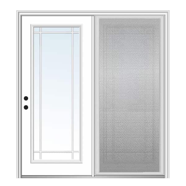 MMI Door 68 in. x 80 in. Full Lite Primed Fiberglass Smooth Stationary Patio Glass Door Panel with Screen