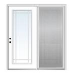 60 in. x 80 in. Full Lite Primed Fiberglass Smooth Stationary Patio Glass Door Panel with Screen