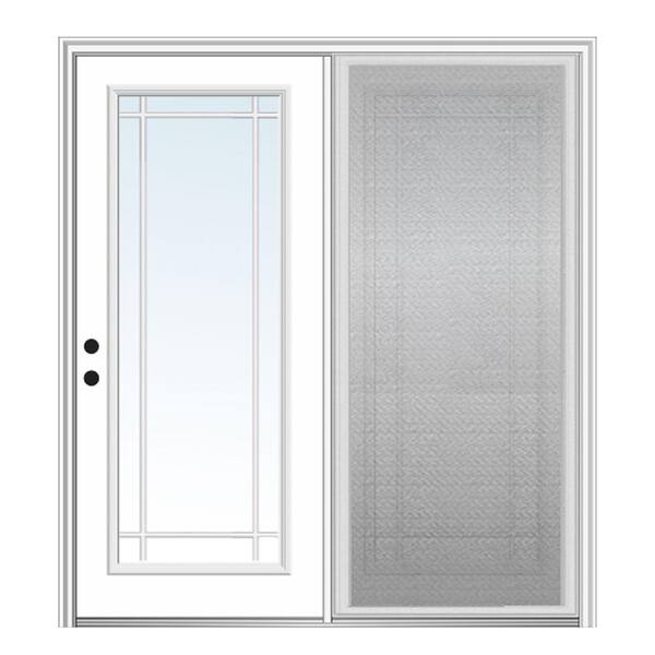 MMI Door 72 in. x 80 in. Full Lite Primed Fiberglass Smooth Stationary Patio Glass Door Panel with Screen