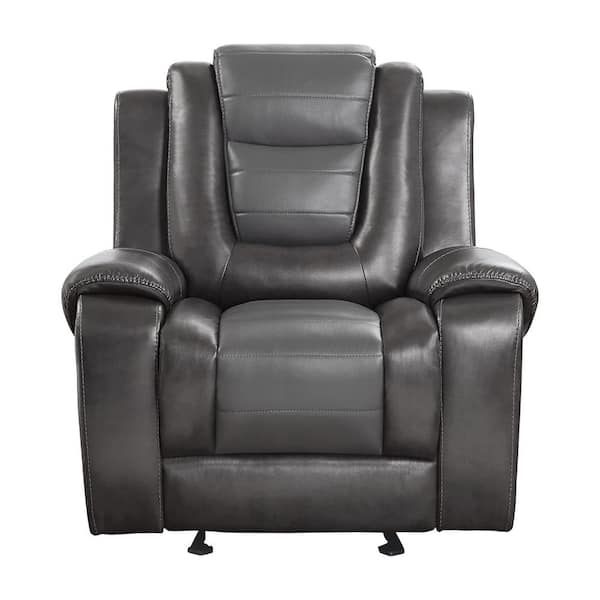 EVERGLADE HOME Danio Light Gray and Dark Gray Faux Leather Arm Chair