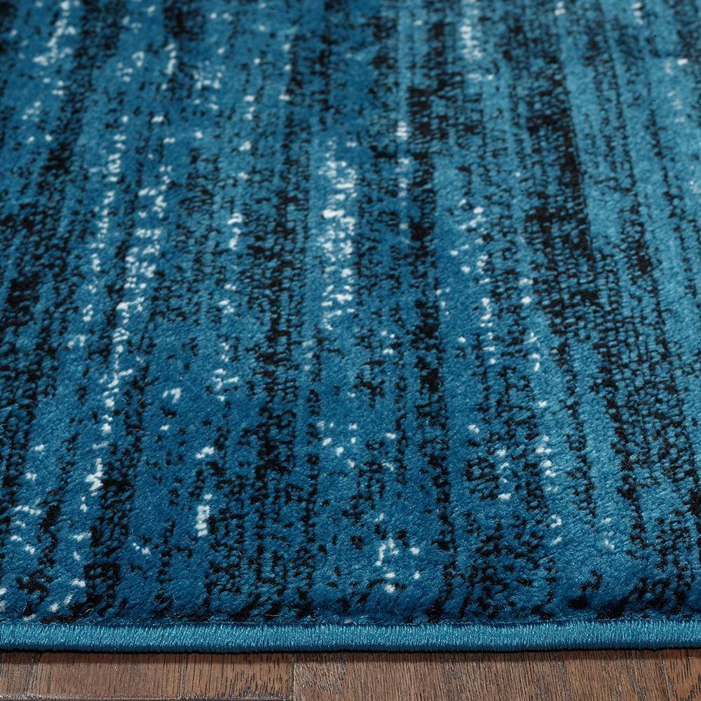 Luxor Abstract Blue & Black Synthetic Area Rug, 5'2" x 7'2"