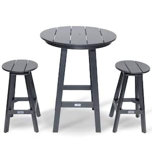 Mason - Cabo Gray 3-Piece Plastic Round Outdoor Bar Table Set