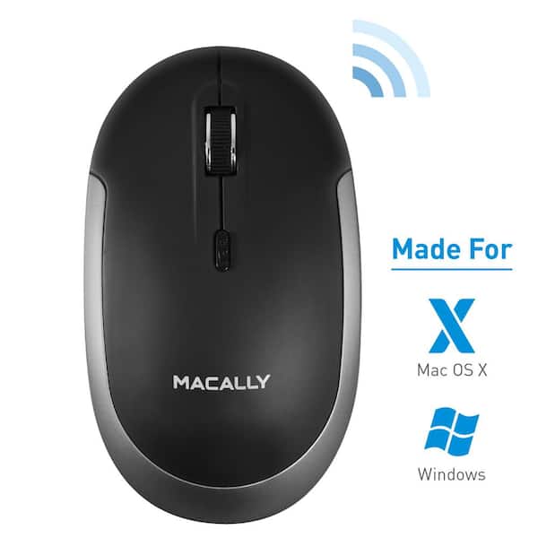 Inloggegevens Mogelijk atoom Macally Silent Wireless Bluetooth Mouse for Mac/PC, Compact Design :Optical  Sensor and DPI Switch 800/1200/1600, Black BTDYNAMOUSE - The Home Depot