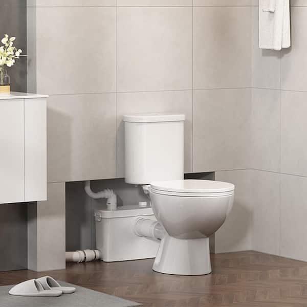 Two-Piece Macerating Toilet with 0.67 HP Pump for Basement Upflush Systeme, Sewerage Pump for Toilet Laundry Sink Shower