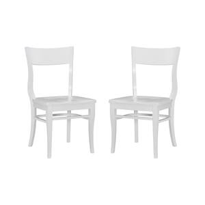 Fallon White Wood Dining Chair with Curved Back and Tapered Legs (Set of 2)