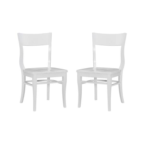 Linon Home Decor Fallon White Wood Dining Chair with Curved Back and