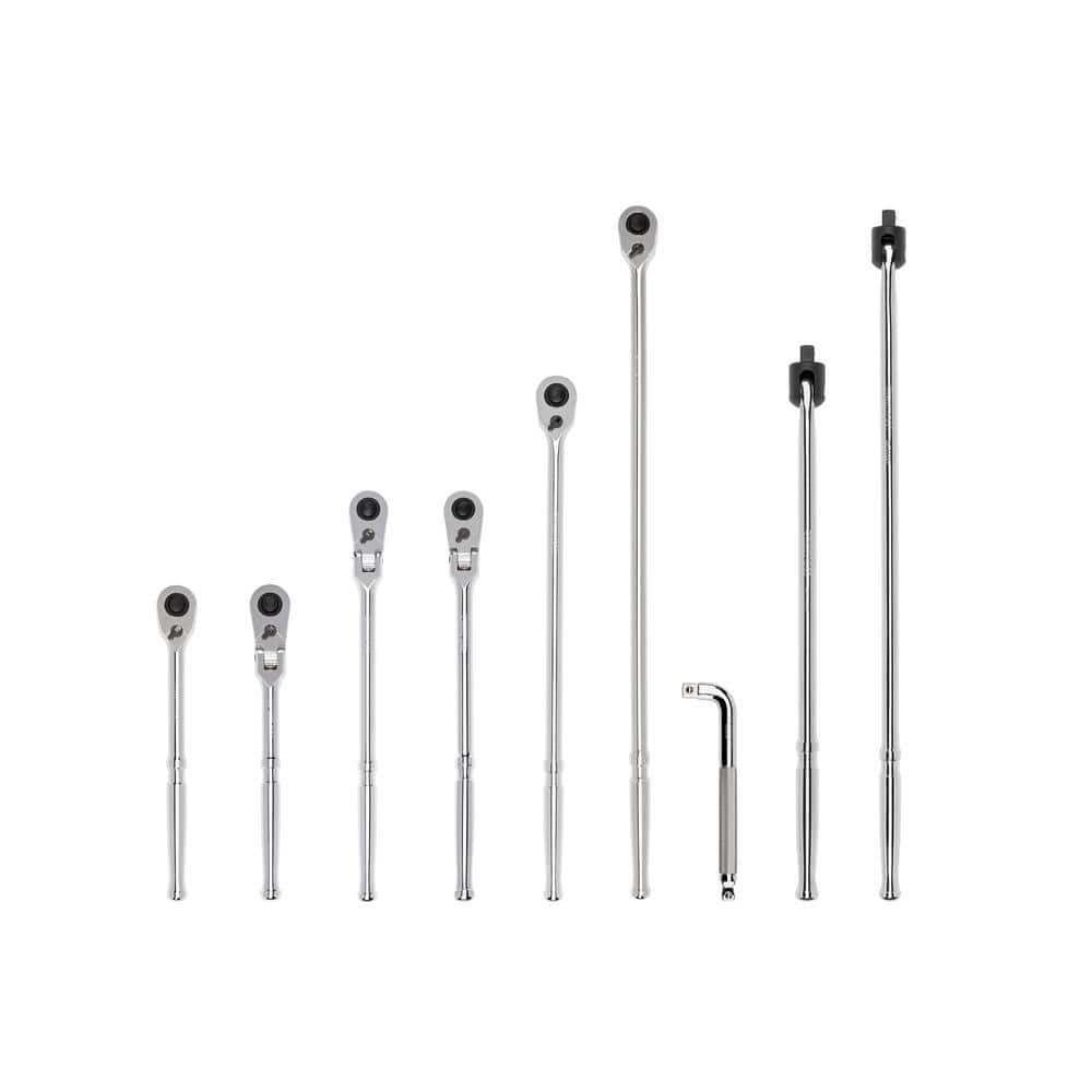 Tekton 1/2 in. Drive Quick-Release Ratchet, L-Handle, and Breaker Bar Set (9-Piece)