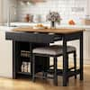 Black Wood 3-piece 45 in. Kitchen Island Set with 2-Seatings with ...