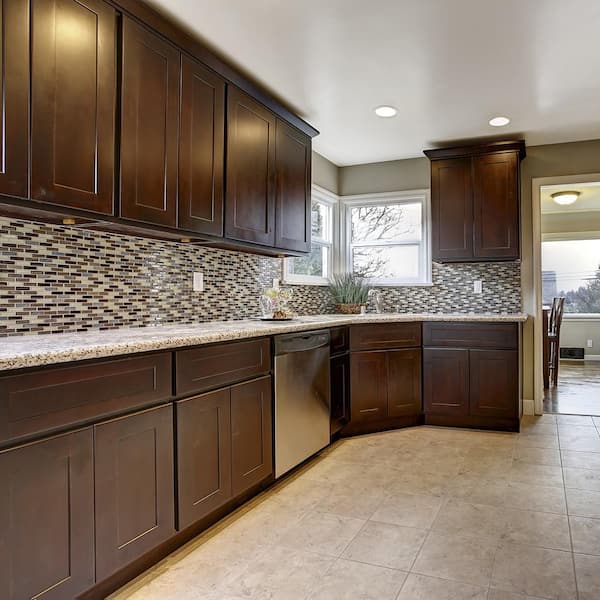 Brookings Solid Wood Ready to Assemble Shaker 24 in. x 36 in. x 12 in. 1 Door Blind Wall Kitchen Cabinet in Espresso