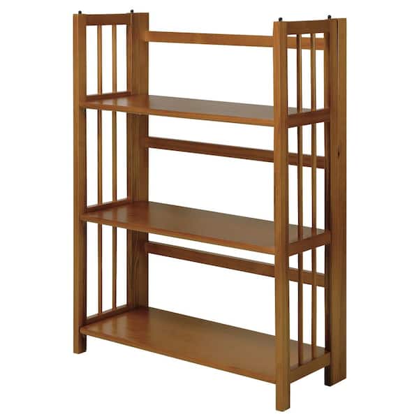 Casual Home 38 in. Chestnut Wood 3-shelf Etagere Bookcase with Open Back