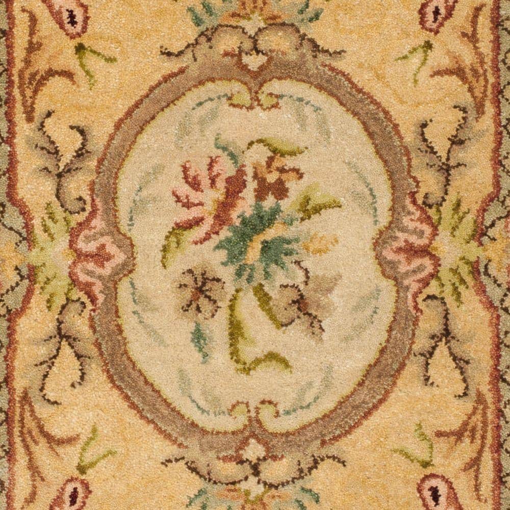 Handmade Light Gold and Beige Wool Area Rug 3' x 5'