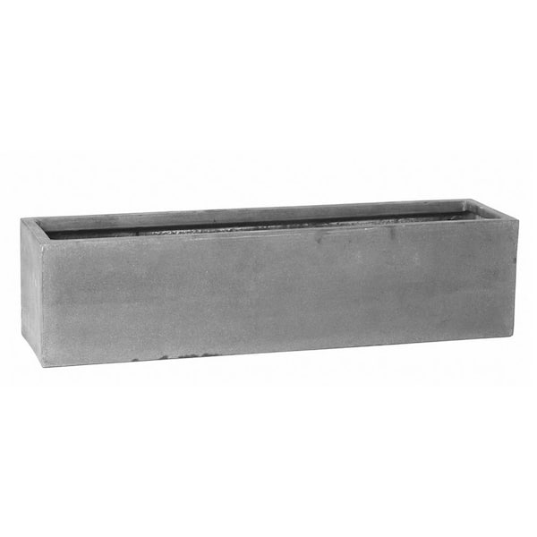 PotteryPots Balcony Extra Large 31.5 in. W Gray Fiberstone Indoor Outdoor Modern Rectangle Planter