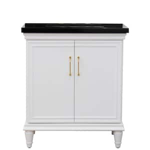 31 in. W x 22 in. D Single Bath Vanity in White with Granite Vanity Top in Black Galaxy with White Rectangle Basin
