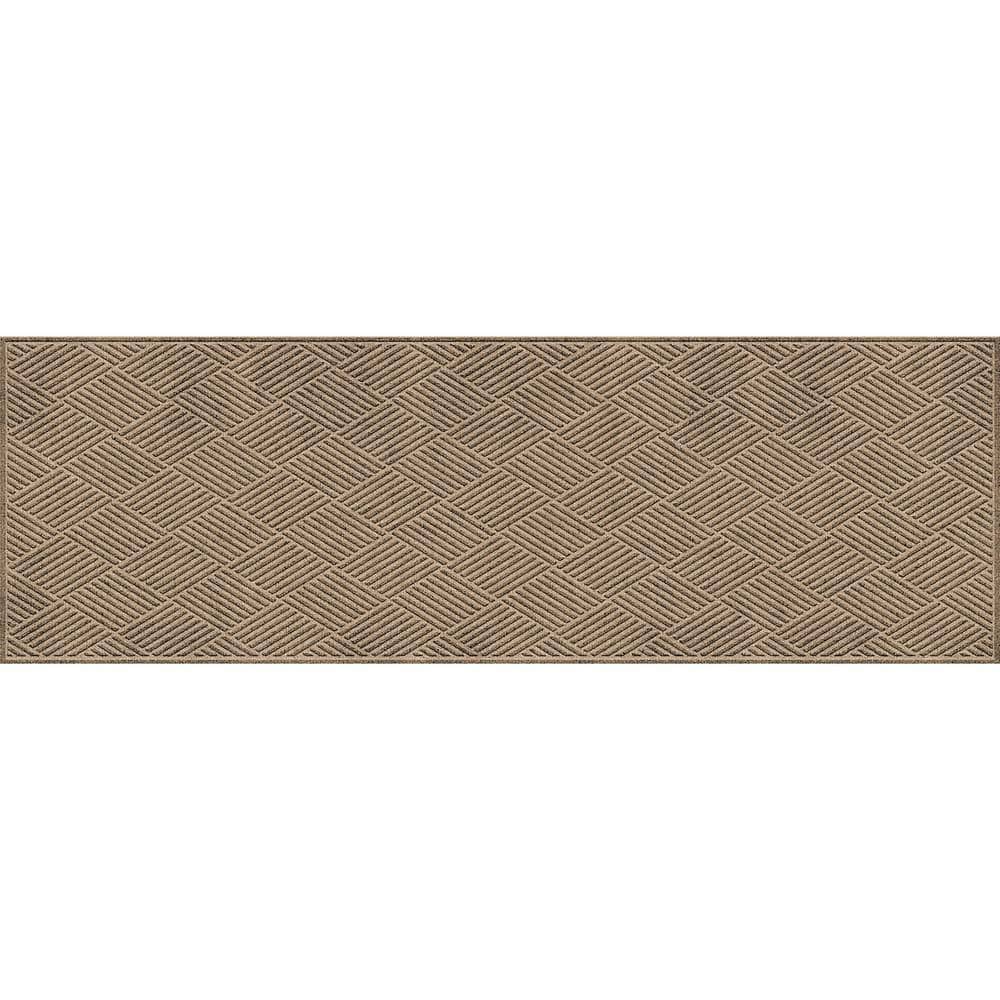 Waterhog Diamonds 35 in. x 97 in. PET Polyester Indoor Outdoor Runner Camel