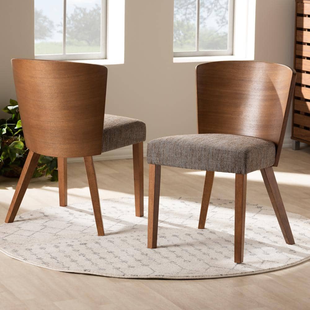 Set of 2 Sparrow Brown and Gravel Wood Modern Dining Chairs