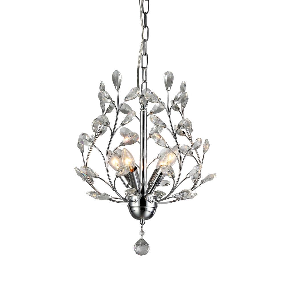 Chrome Mini Crystal Candle Chandelier with Dangle Embellishment