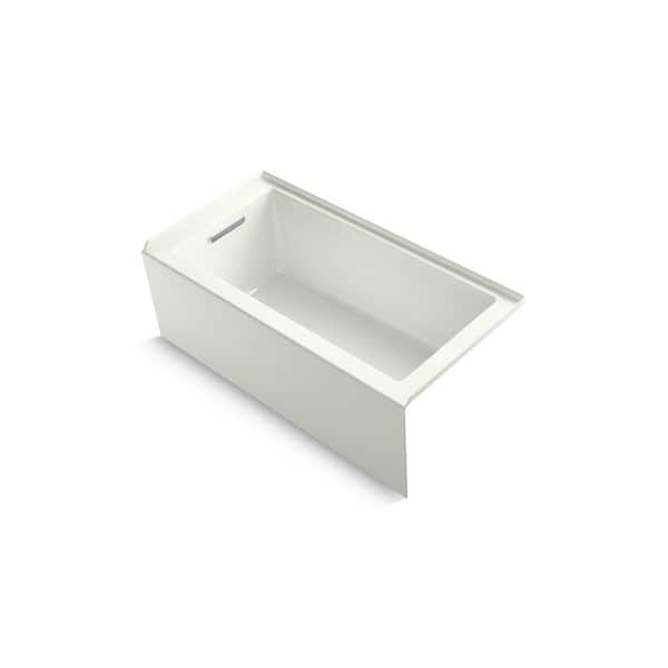 KOHLER Underscore 60 in. Rectangular Alcove Left Drain Bathtub in Dune