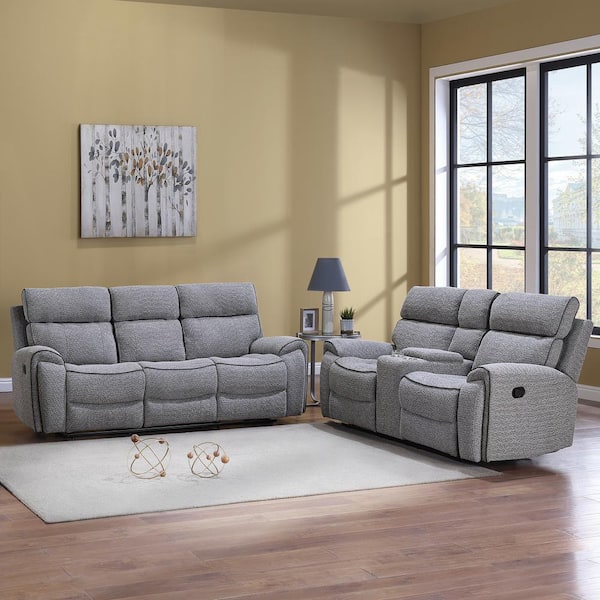 New Classic Furniture Omni 2-Piece Gray Polyester Fabric Manual Living Room Set