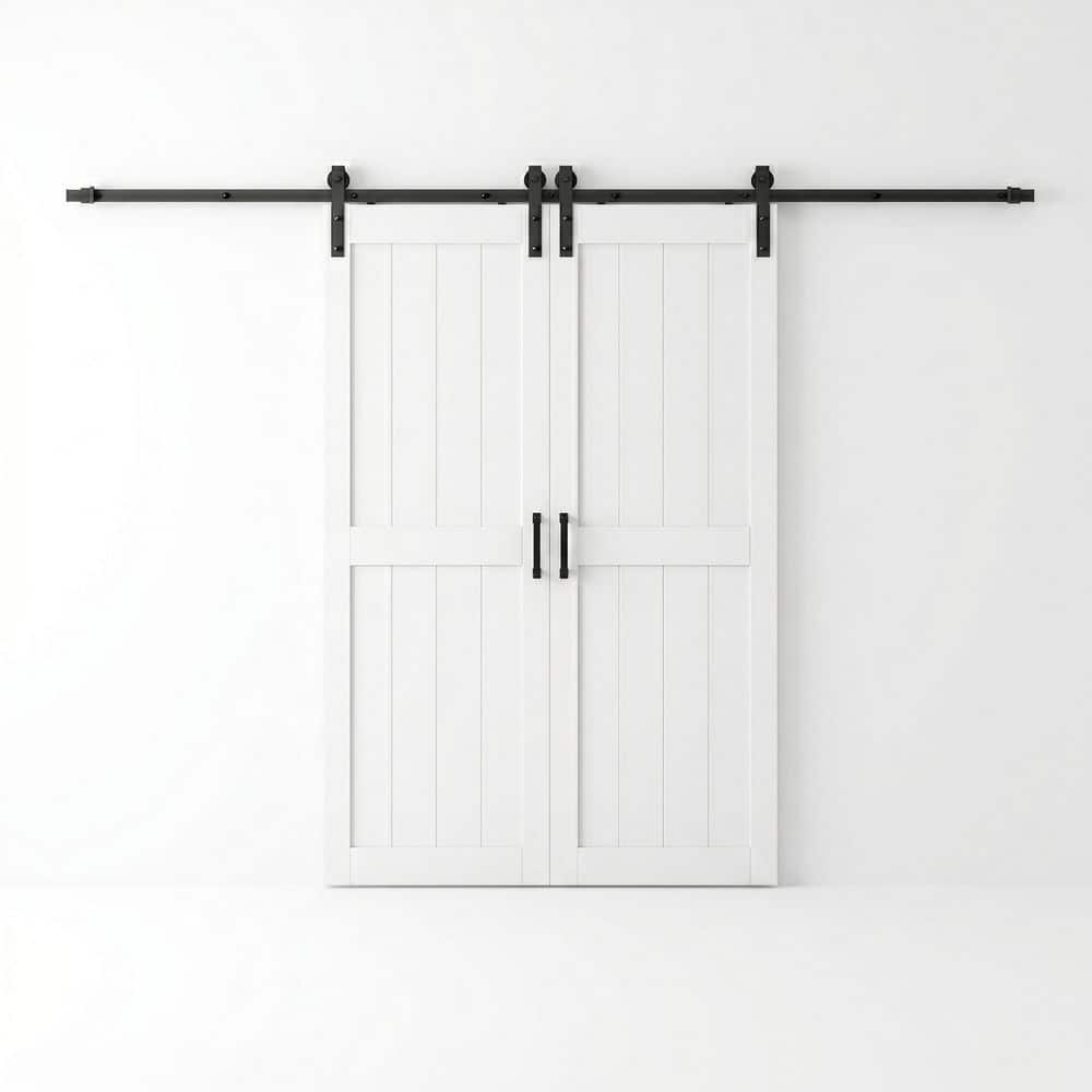 64 in. x 80 in. (Double 32 in.) H Panel White Finished MDF Interior Double Sliding Barn Door with Hardware Kit price history on PriceWatchPro