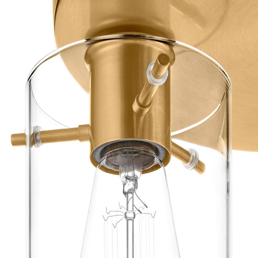 Regan 11.75" Brushed Gold Flush Mount with Clear Glass Shades