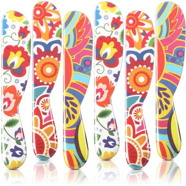 Set of 6 Plastic Butter and Cheese Spreaders 6 Inch Colorful Lightweight Knives for Kitchen and Outdoor