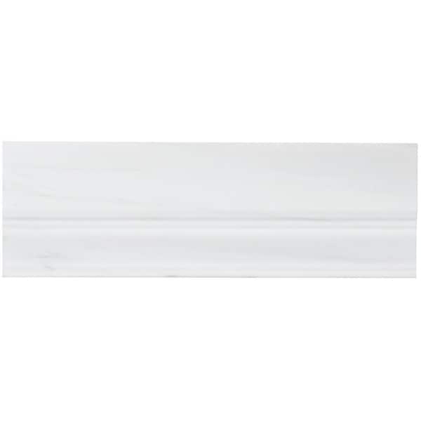 Ivy Hill Tile Bianco Dolomite White 4 in. x 12 in. Honed Marble Base Molding Wall Tile Trim