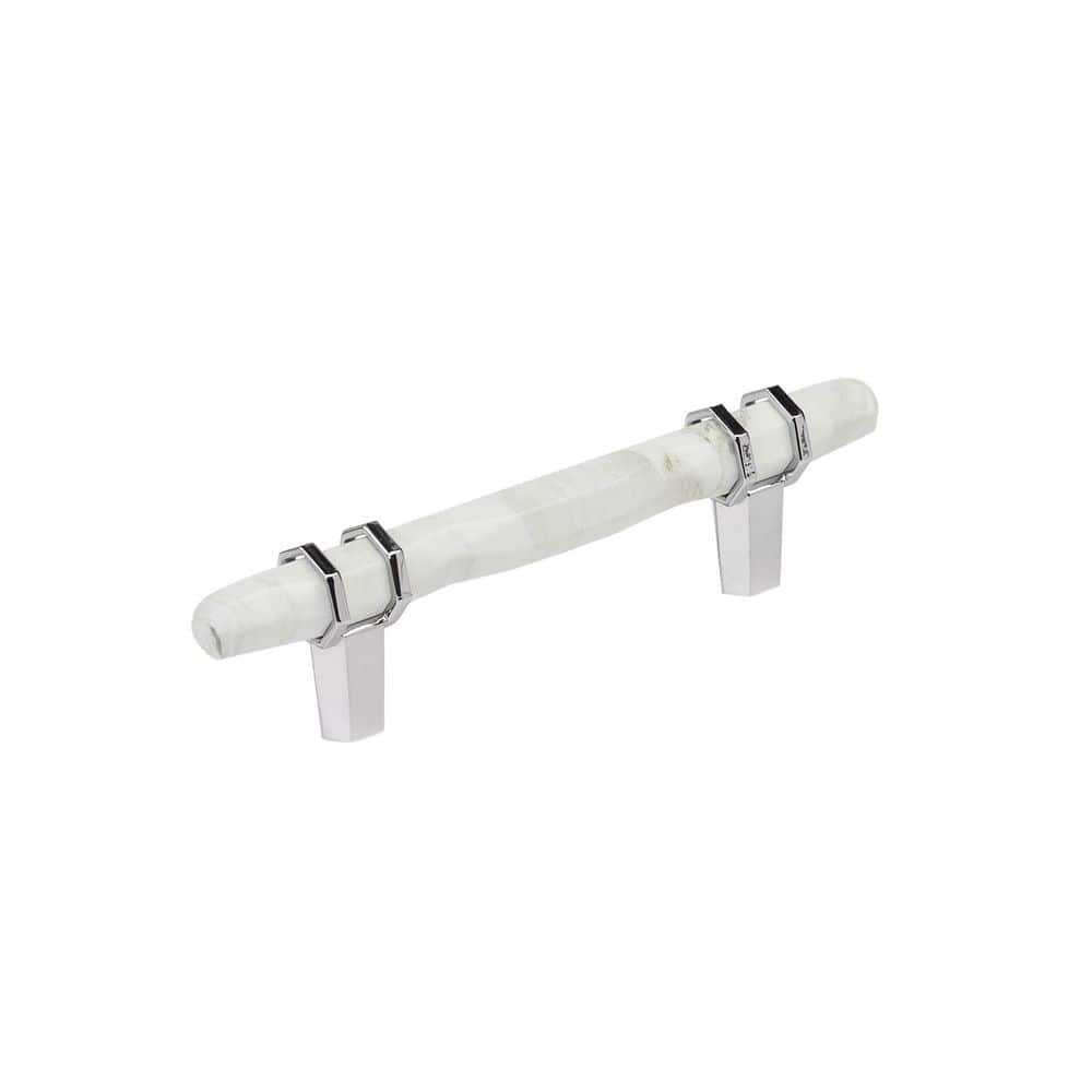 Carrione 3-3/4 in. (96mm) Center-to-Center Marble White/Polished Chrome Bar Cabinet Pull price history on PriceWatchPro