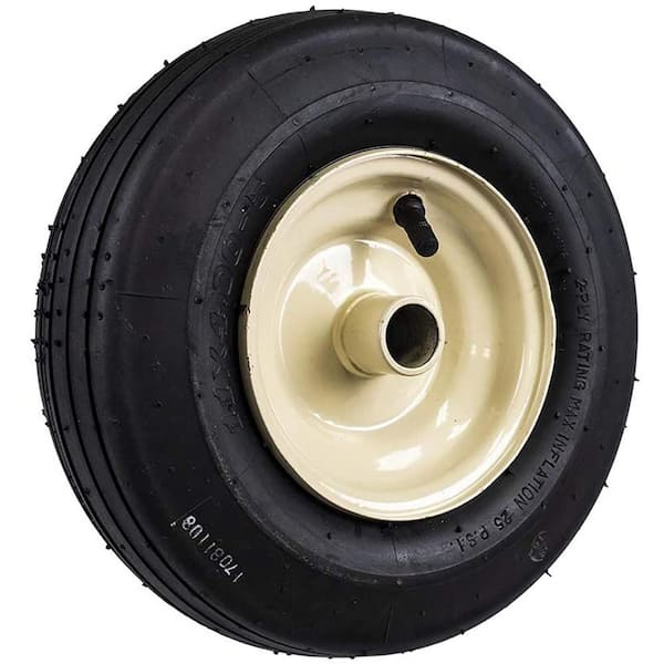 Cub Cadet Original Equipment 11 in. RZT Front Wheel Assembly with Ribbed Tread and Beige Rim OEM# 634-04212C
