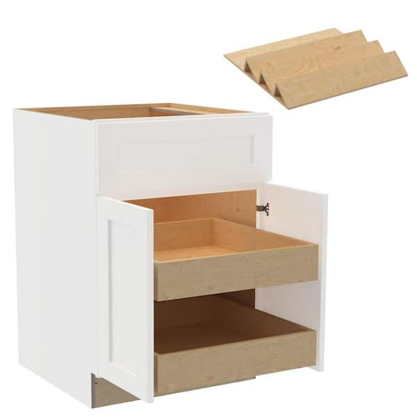 Home Decorators Collection Newport 24 in. W x 24 in. D x 34.5 in. H Assembled Plywood Base Kitchen Cabinet in Pacific White with 2ROT Spice
