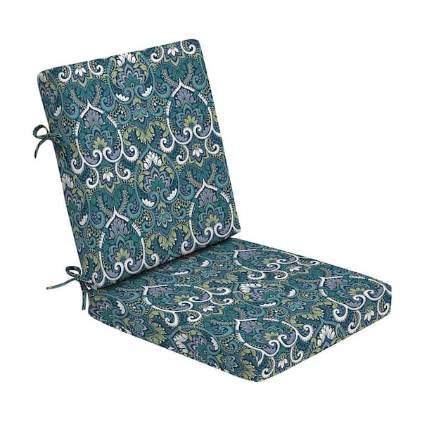 ARDEN Foam Outdoor Dining Chair Cushion 20 x 20 Made with ProFoam Rain-Proof Fade Resistant Sapphire Aurora Blue Damask