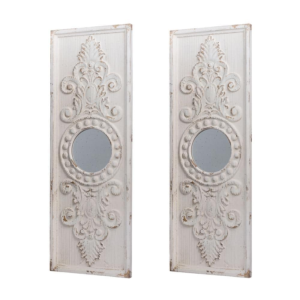 White 16.9 in. W x 48 in. H Mid Century Rectangle Wood Framed Mirror Wall M