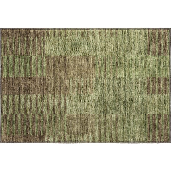 Mayfield Premium Machine Washable Abstract AMF954 Mocha 2 ft. x 3 ft. Area Rug