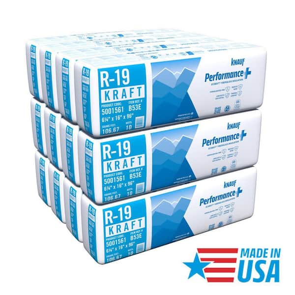 R19 Kraft Faced 16 in. x 96 in. Precut Fiberglass Insulation Batts, 2x6 Steel Frame - Sound-Reducing, USA Made (12-Bags)