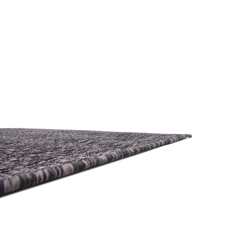 4' x 6' Black Synthetic Outdoor Area Rug: Flat Woven, Washable, Reversible