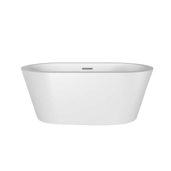 Pelham 65 in. Acrylic Flatbottom Non-Whirlpool Bathtub in White with Integral Drain in White
