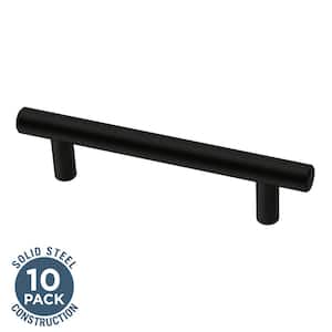 Solid Bar 3-3/4 in. (96 mm) Modern Matte Black Cabinet Drawer Bar Pulls (10-Pack)