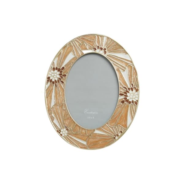 Leaf Floral 5.71 x 7.2 Orange Matted Ceramic Picture Frame