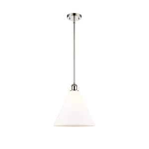 Berkshire 60-Watt 1-Light Polished Nickel Shaded Mini Pendant Light with Frosted Glass Frosted Glass Shade