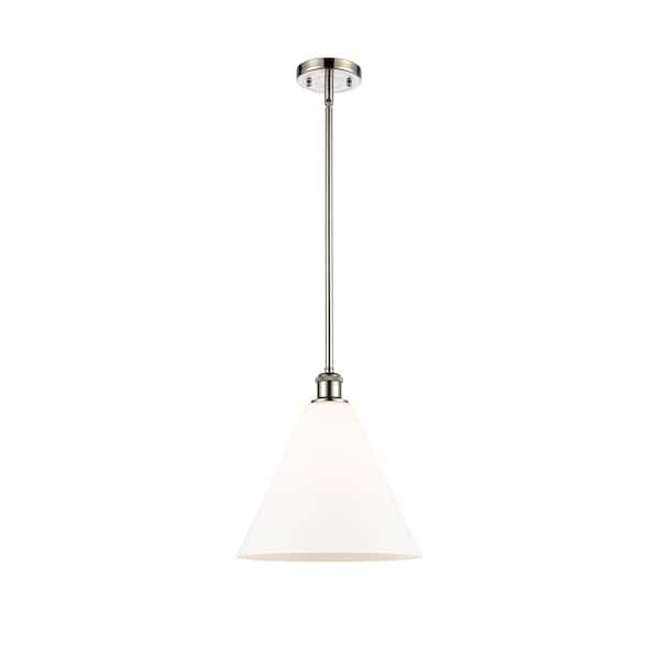 Innovations Berkshire 60-Watt 1-Light Polished Nickel Shaded Mini Pendant Light with Frosted Glass Frosted Glass Shade