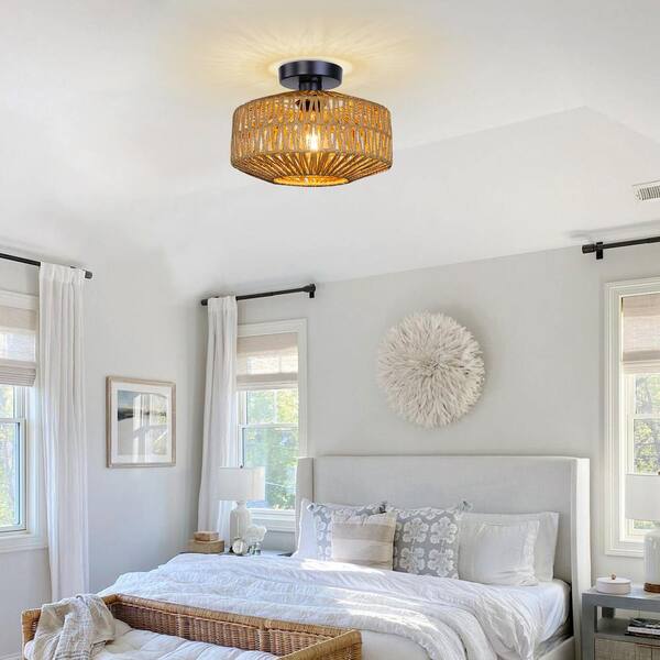 Rattan Boho Flush Mount Ceiling on sale Light-Dimmable Color Changing -Negotiable price.