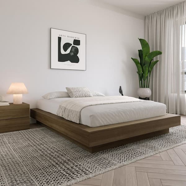 Nexera Marconi Brown Oak Engineered Wood Frame King Size Platform