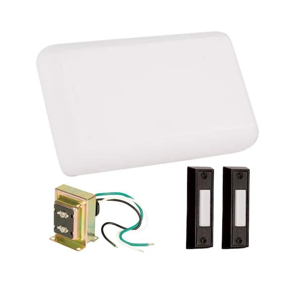 Builder Hardwired 2-Note Doorbell Chime Kit, Transformer 16 Volt/10VA (10 Watts), 2-Wired Push Buttons Included, White