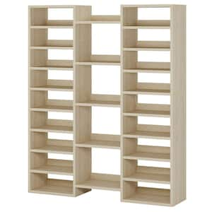 59 in. H x 47 in. W Light Brown Wood Shoe Storage Cabinet, 14-Tier Shoe Organizer with Large Capacity for Entryway