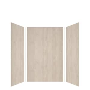 Expressions 48 in. x 48 in. x 72 in. 3-Piece Easy Up Adhesive Alcove Shower Wall Surround in Bleached Oak