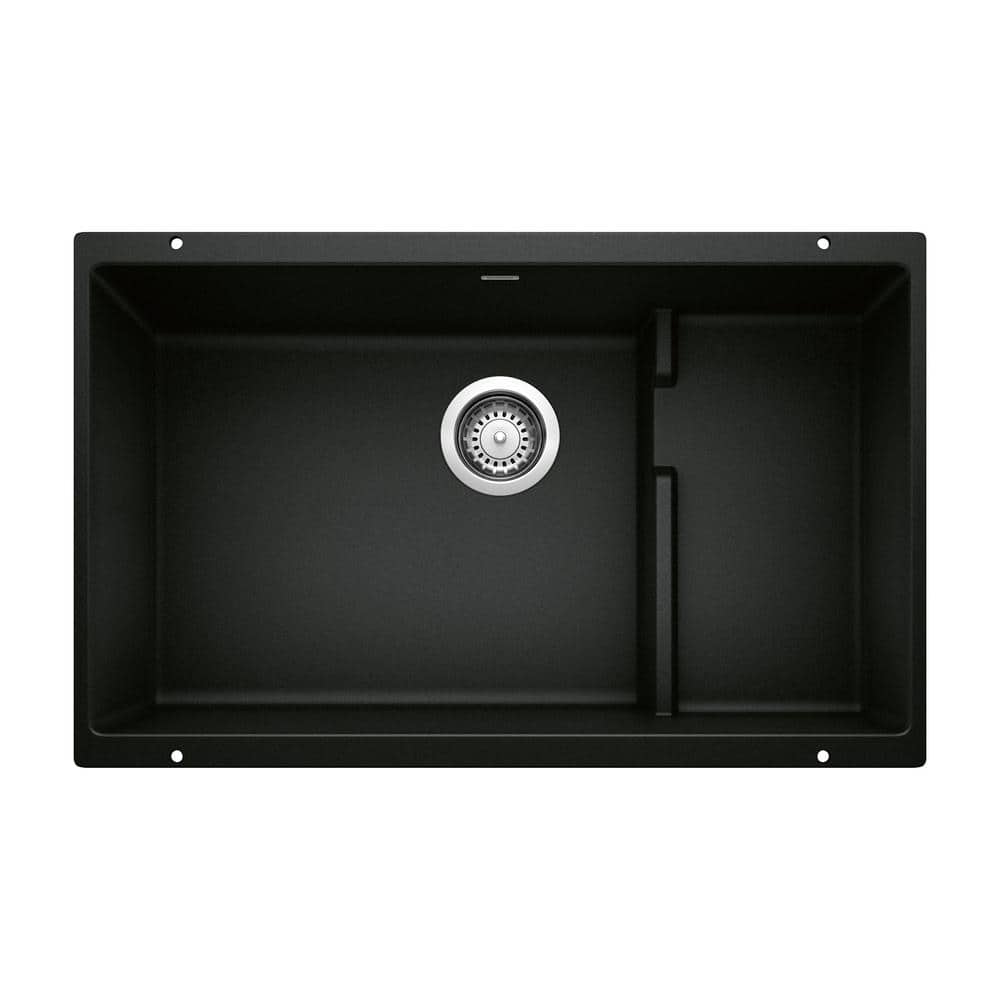 PRECIS CASCADE Coal Black Granite Composite 28.75 in. Single Bowl Undermoun
