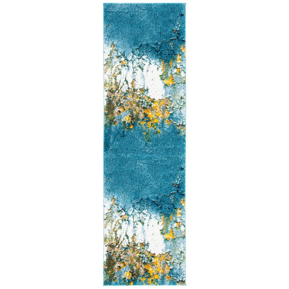 Glacier 2 ft. x 6 ft. Blue/Gold Abstract Geometric Runner Rug price history on PriceWatchPro
