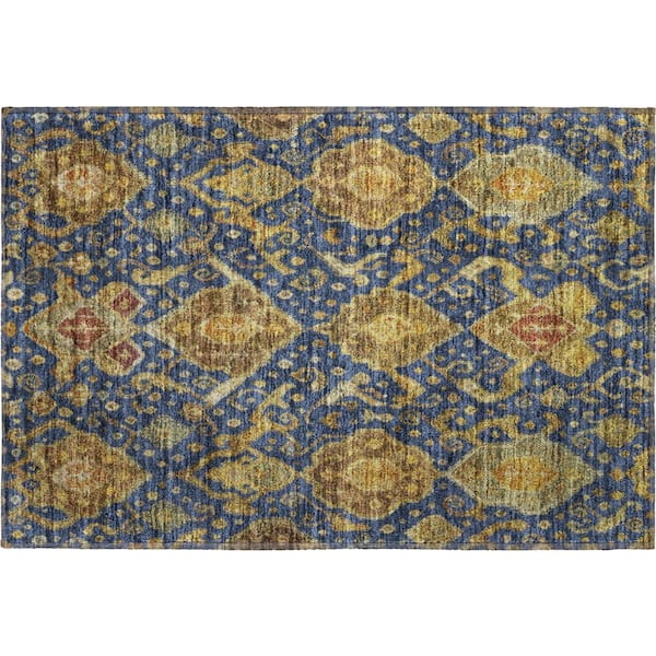 Mayfield Premium Machine Washable Abstract AMF2306 Navy 2 ft. x 3 ft. Accent Rug